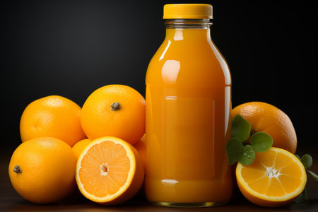 A mockup of bottle of orange juice or fresh. Healthy food conceptの素材