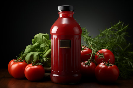 A mockup of bottle of tomato juice or smoothie. Healthy food conceptの素材