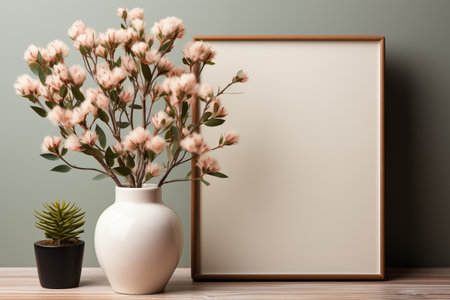 Mockup of photo frame on a wall backgroundの素材