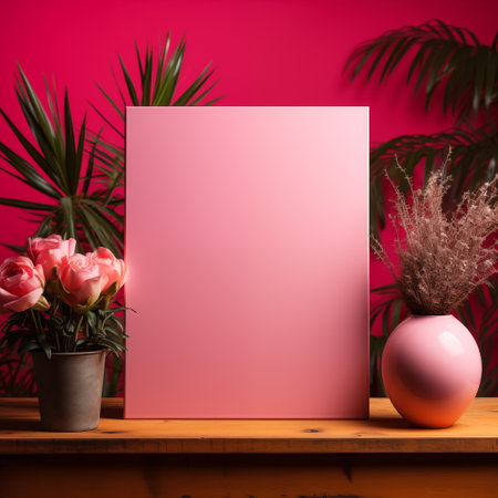 Mockup of photo frame on a wall backgroundの素材