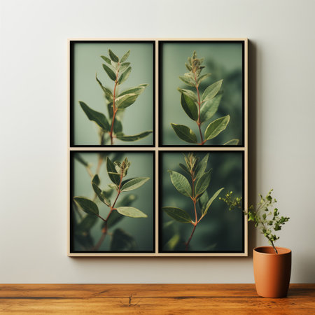 Mockup of photo frame on a wall backgroundの素材