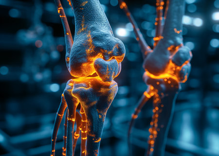 Osteoarthritis of the knee and hand. Healthcare concept imageの素材