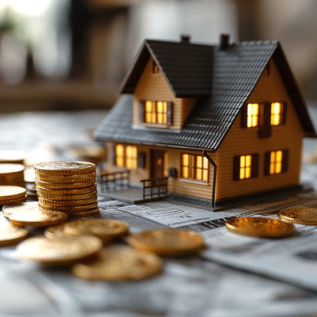 An illustrative ultrarealistic 3d concept of the housing market showing residential properties, real estate investment growth, and the potential for profit in a thriving property marketの素材