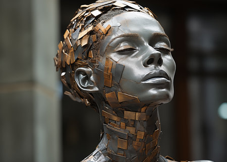 Thinking head. The art concept of the formation of thoughts in the head and the work of human thinking.の素材