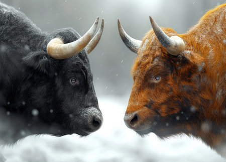 Wall Street concept trading of worth stock market. bullish and bearish trendsの素材