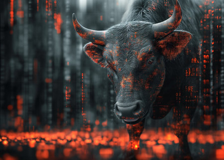 Wall Street concept trading of worth stock market. bullish and bearish trendsの素材
