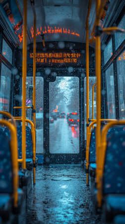 An empty public transport interiorの素材