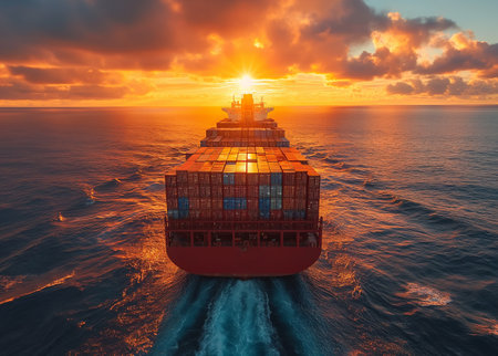 An image of cargo transportation by seaの素材
