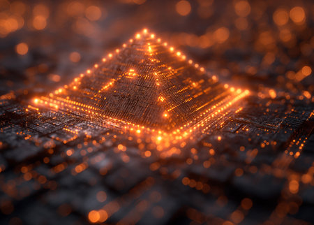 Conceptual image of the development of blockchain, artificial intelligence and cryptographyの素材