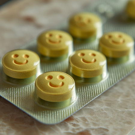 A pill tab packaging, the pills are smile faceの素材