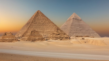 A landscape Pyramids of Giza, Egypt.の素材