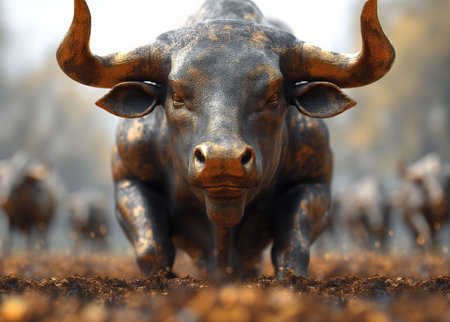 Wall Street concept trading of worth stock market. bullish and bearish trendsの素材
