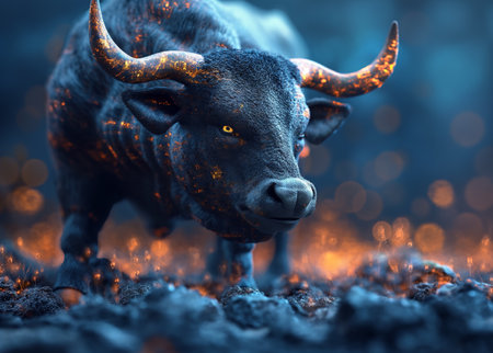 Wall Street concept trading of worth stock market. bullish and bearish trendsの素材