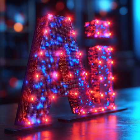 modern creative text letter "Ai" holographic effectの素材