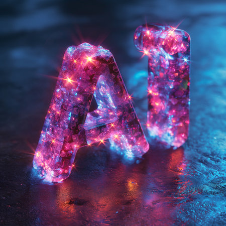 modern creative text letter "Ai" holographic effectの素材