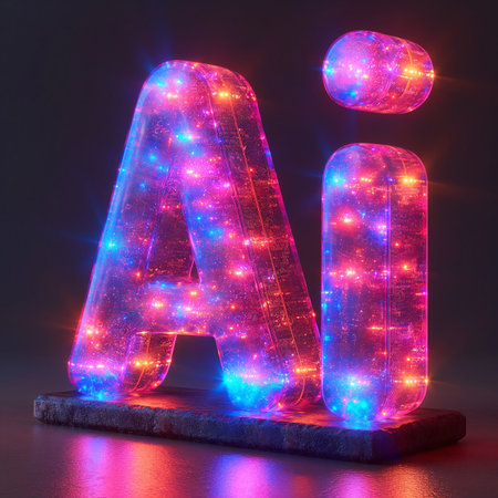 modern creative text letter "Ai" holographic effectの素材
