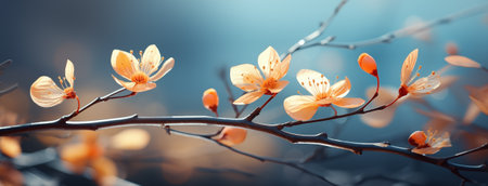 Branch of blossoming apricot tree. Spring background.の素材