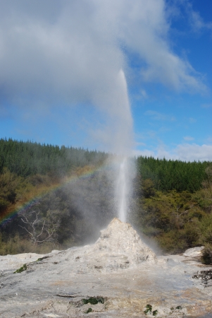 Fountain at Wai-O-Tapu geothermal pools near Rotorua, New Zealandの写真素材