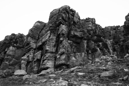 Windgather climbing rocks in the Peak District National Park, Englandの写真素材