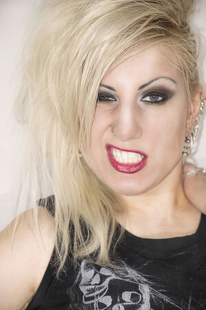 Blonde punk girl with an attitudeの写真素材