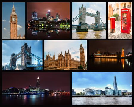 Photo collage of travel photos of London.の写真素材