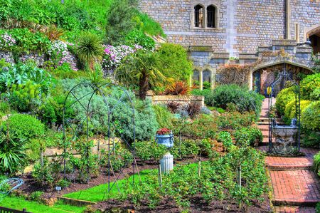 Colorful HDR image of a castle garden at spring time.のeditorial素材