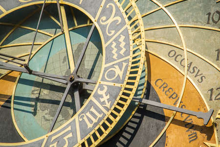 Closeup of the astronomical clock in the Czech capital, Prague.の写真素材
