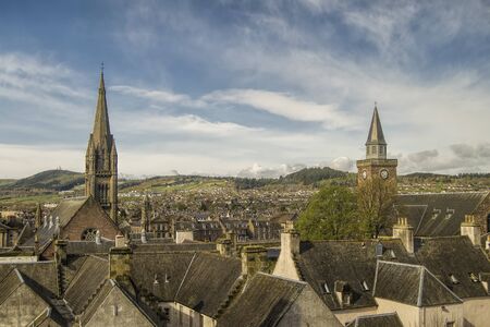 Aerial view of Inverness in Scotland, Great Britain.の写真素材