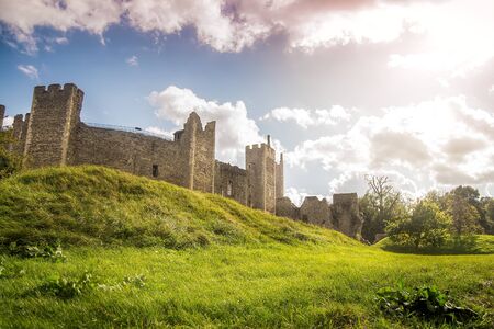 Medieval Framlingham castle in England during sunsetのeditorial素材