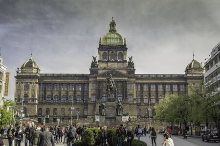 Prague, Czech republic - April 22, 2015. Wenceslas square in Prague. Wenceslas square is a famous and popular tourist destination in Prague.のeditorial素材