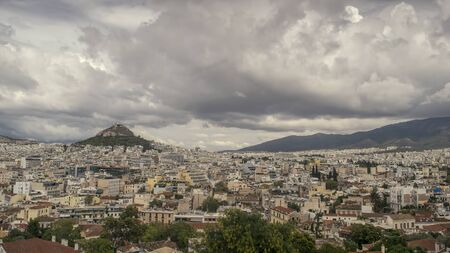 Stormy clouds above the Greek capital, Athens.の写真素材