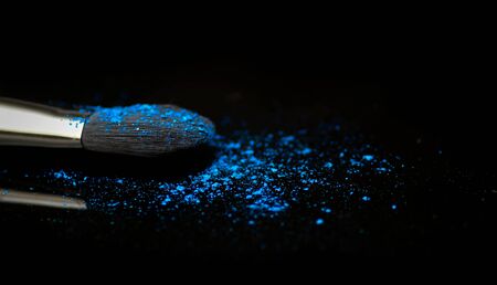 Blue powder and beauty brushの写真素材