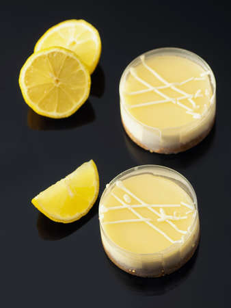 Freshly made lemon cheesecake dessertsの写真素材