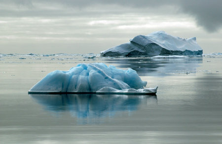 Two Antarctic icebergs