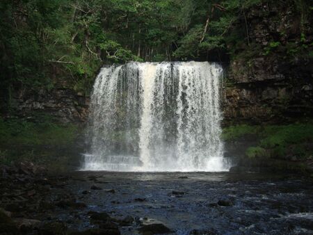 Sgwd-yr-Eira, the Snow Waterfall in Brecon National Park, Wales, UKの写真素材