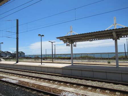 Faro railway station looking out to seaの写真素材