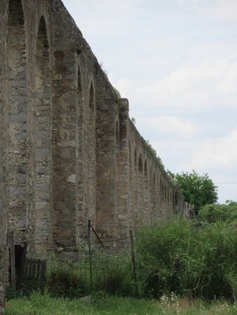 A Roman aqueduct in Evora, Portugalの写真素材