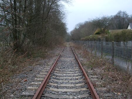 Old abandoned railway line in South Wales, UKの写真素材
