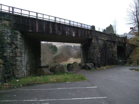 Abandoned railway bridge. Cymer, South Wales UKの写真素材