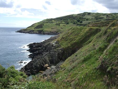 Coastal path along West Wales coastline. Wales.の写真素材