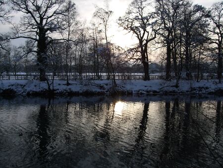 A snowy River Taff, Cardiff UKの写真素材