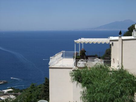 Capri coastline with whitewashed house. Italyの写真素材