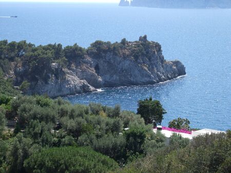 View over a bay on the Amalfi Coast, Italyの写真素材