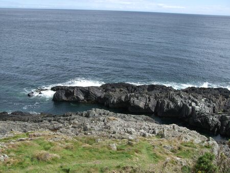 Rocky cove on the coast, Burgh Island, Devon, UKの写真素材