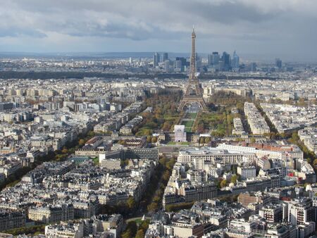 Aerial view over Paris with the Eiffel tower.の写真素材