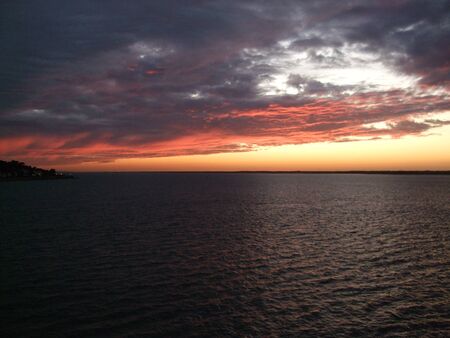 Sunset over the Bristol Channel by Weston super Mare, UKの写真素材
