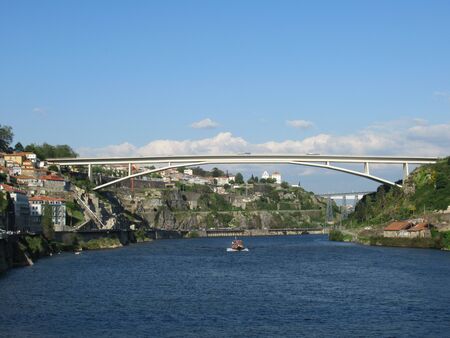Puente do Infante over the River Douro in Porto, Portugalの写真素材