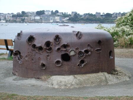 Shell damaged defence fort in St Malo, Franceの写真素材
