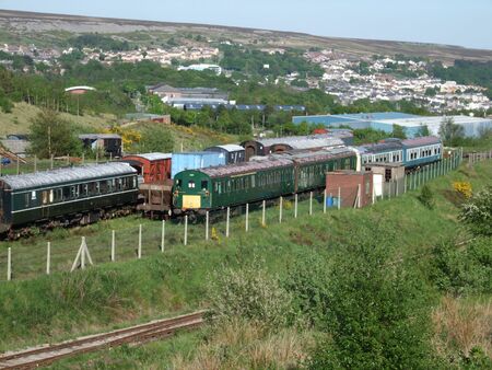 Old trains stored in Wales, UKの写真素材
