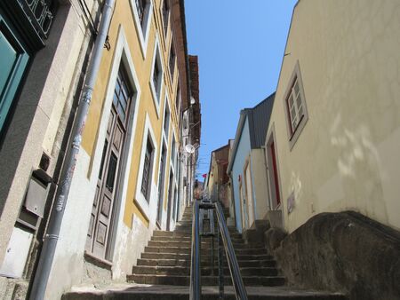 Steep passage up hill past houses, Porto, Portugalの写真素材